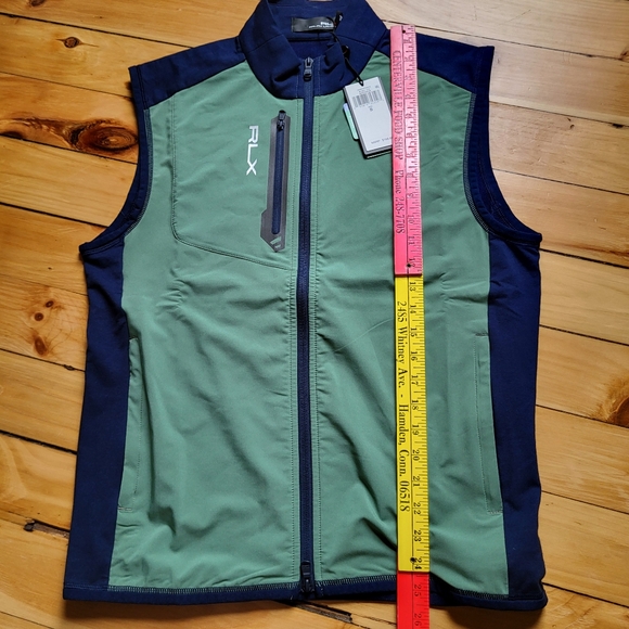 New Ralph Lauren RLX Golf Vest Mens Small Green Performance Stretch Full Zip - Picture 10 of 14
